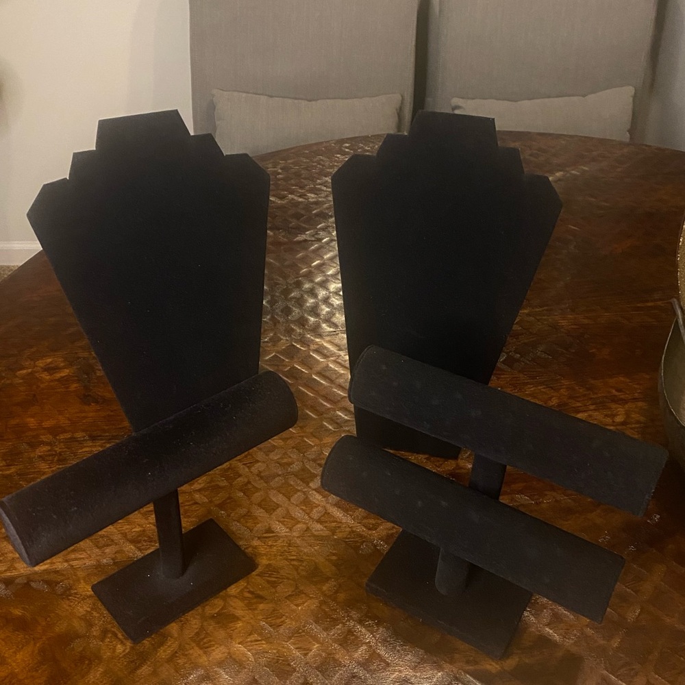 Two Black Velvet Bracelet Stands